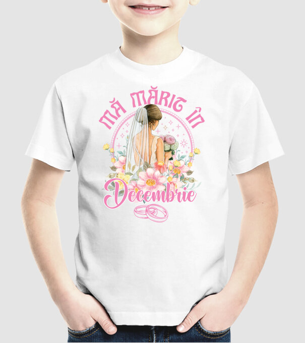 mă mărit - în decembrie model alb pe tricou