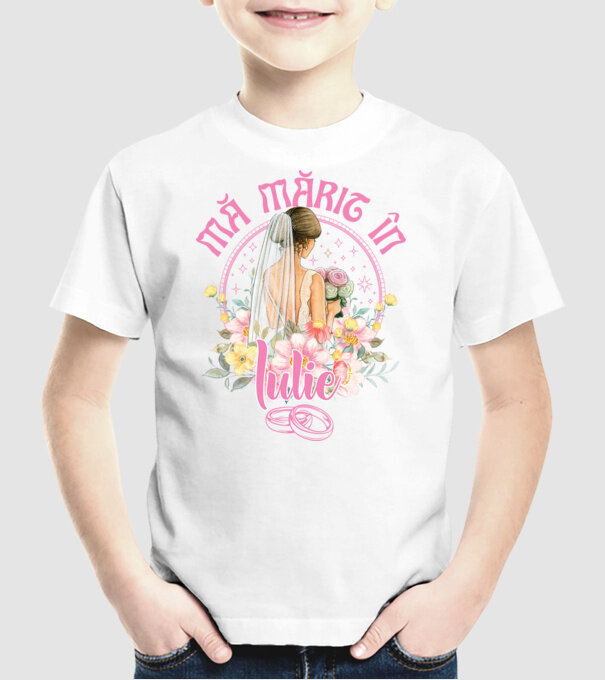 mă mărit - în iulie model alb pe tricou