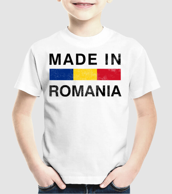 made in romania model alb pe tricou