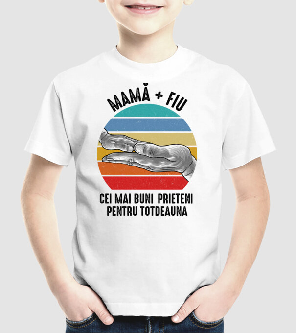 Mamă + fiu - Cei mai buni prieteni pentru totdeauna model alb pe tricou