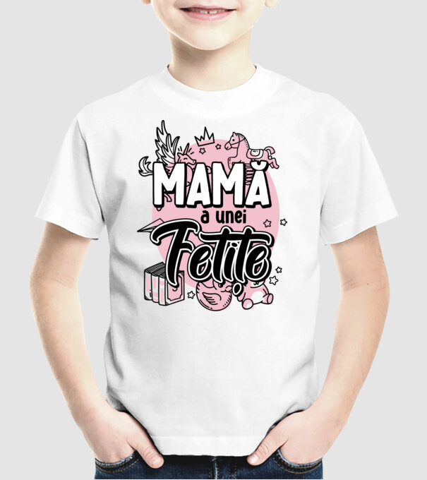 Mamă a unei fetițe model alb pe tricou
