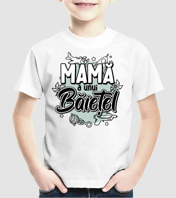 Mamă a unui băiețel model alb pe tricou