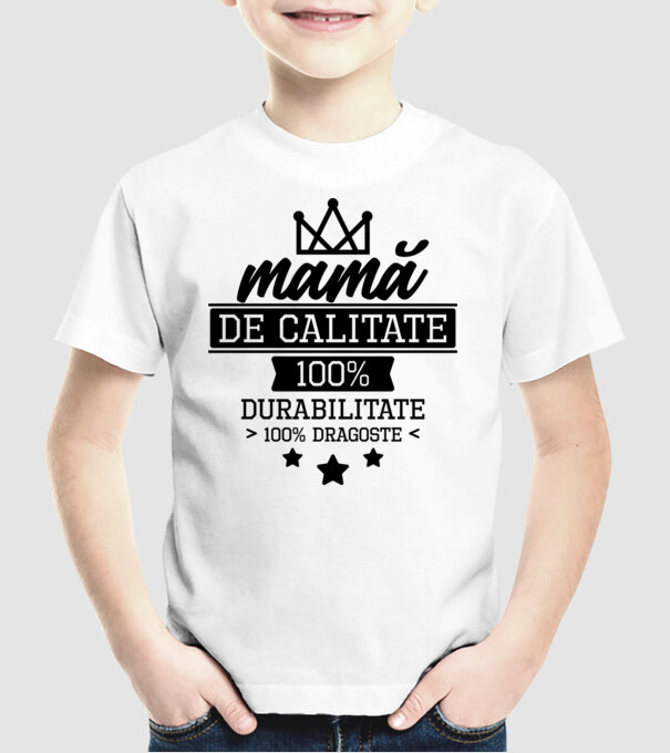 mamă de calitate, 100% durabilitate 100% dragoste model alb pe tricou