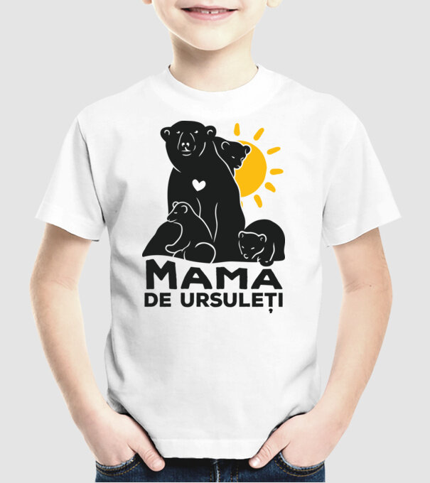 Mamă de ursuleți model alb pe tricou