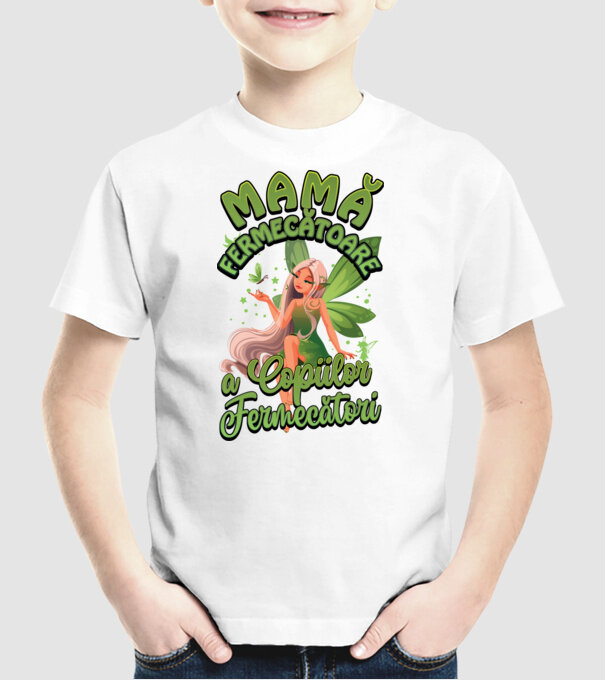 Mamă fermecătoare a copiilor fermecătorit model alb pe tricou