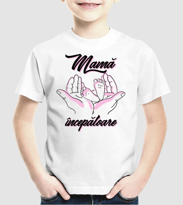 Mamă începătoare model alb pe tricou
