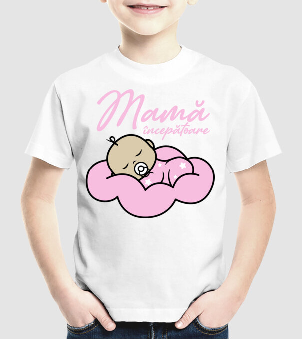 Mamă începătoare model alb pe tricou