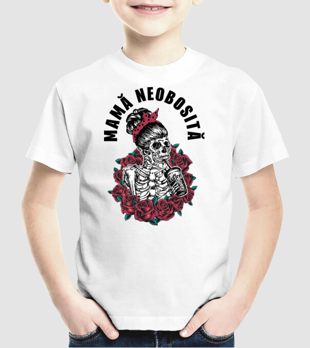 Mamă neobosită model alb pe tricou