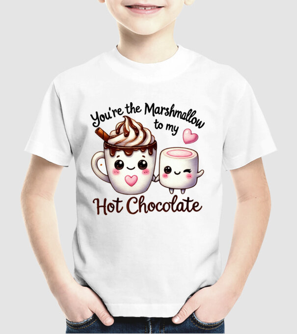 Marshmallow to my Hot Chocolate model alb pe tricou