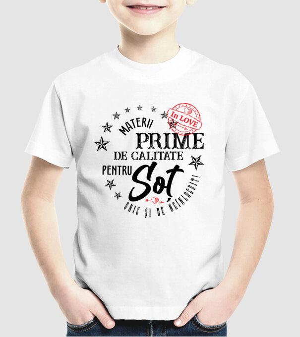 Materii prime de calitate pentru soț model alb pe tricou