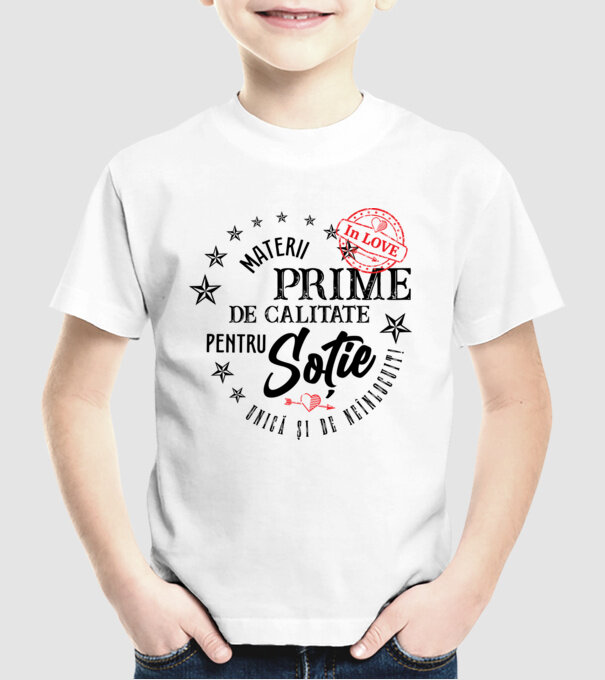 Materii prime de calitate pentru soție model alb pe tricou