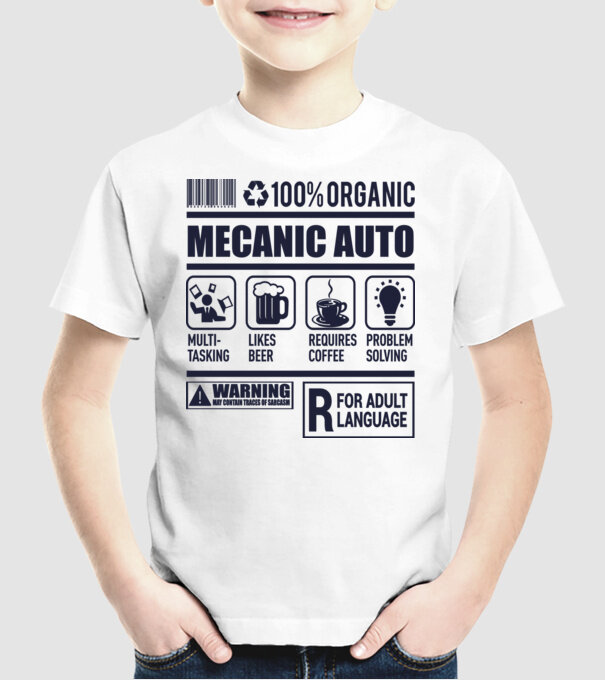 MECANIC AUTO model alb pe tricou