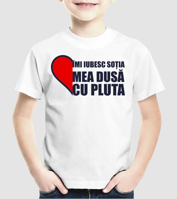 îmi iubesc soția mea dusă cu pluta model alb pe tricou
