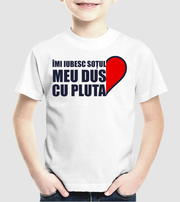 Îmi iubesc soțul meu dus cu pluta model alb pe tricou