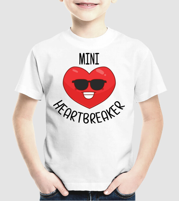mini heartbreaker model alb pe tricou
