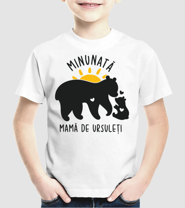 Minunată mamă de ursuleți model alb pe tricou