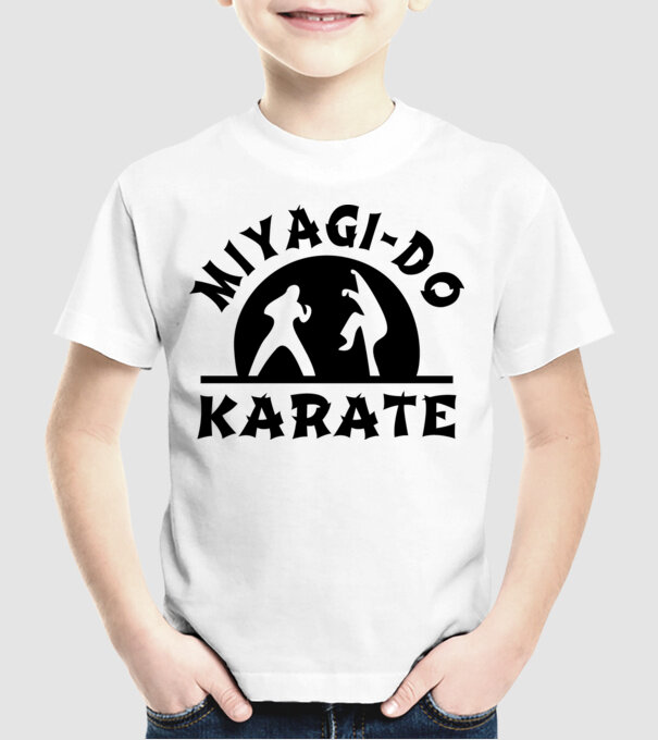Miyagi-do karate black model alb pe tricou