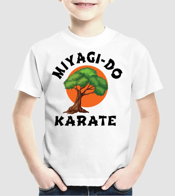 Miyagi-do karate logo model alb pe tricou