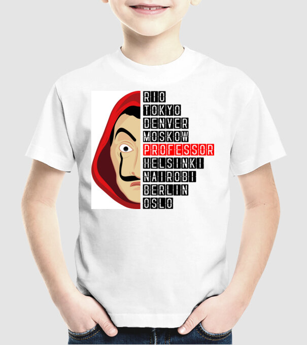 money heist cities model alb pe tricou