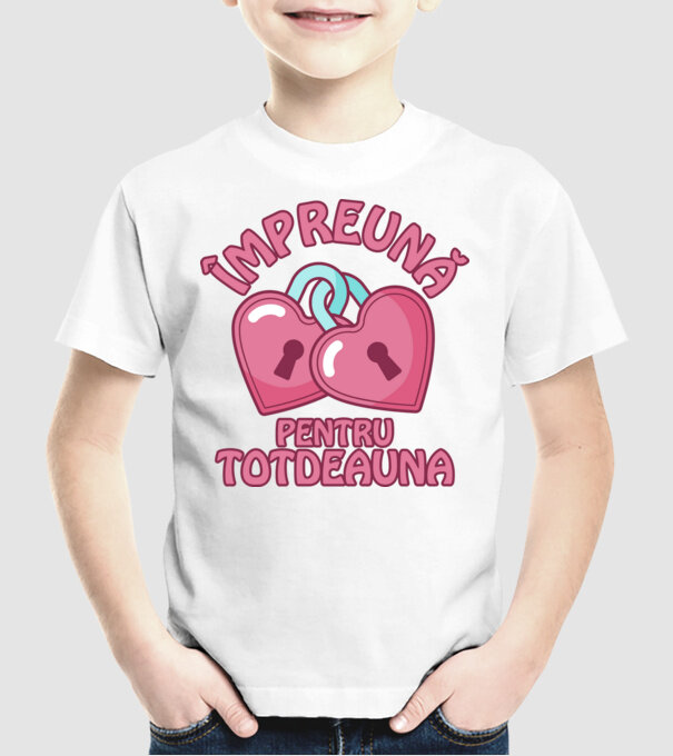 mpreună pentru totdeauna model alb pe tricou