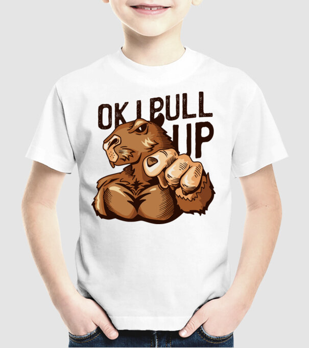Muscular Capybara - capibară model alb pe tricou