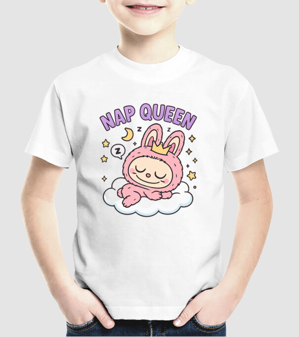 Nap Queen model alb pe tricou