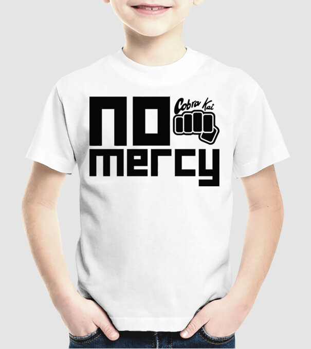 No mercy cobra kai model alb pe tricou