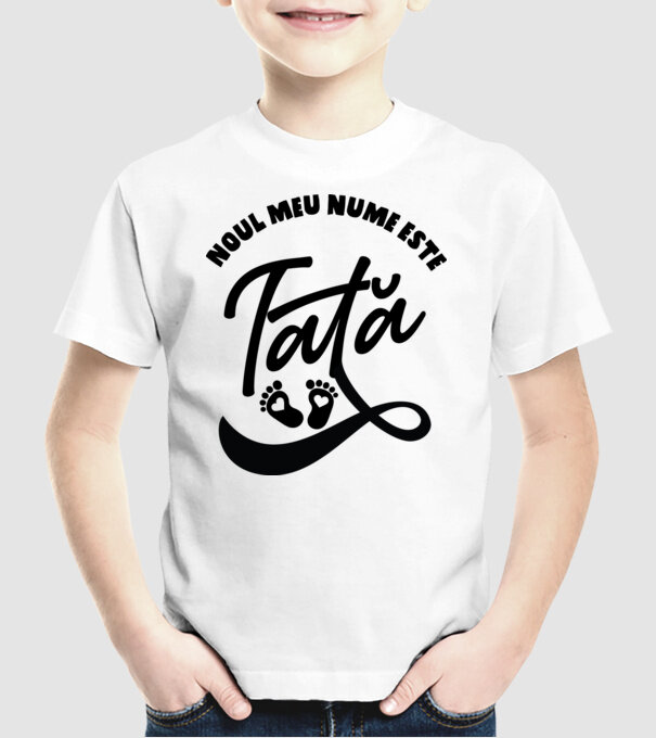 Noul meu nume este Tată model alb pe tricou