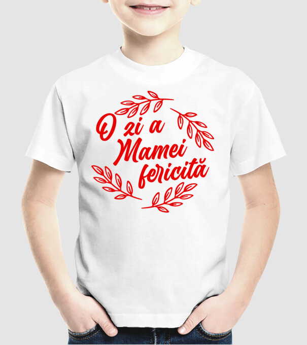 O zi a mamei fericită model alb pe tricou