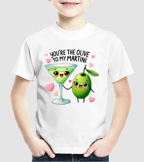 Olive to my Martini model alb pe tricou