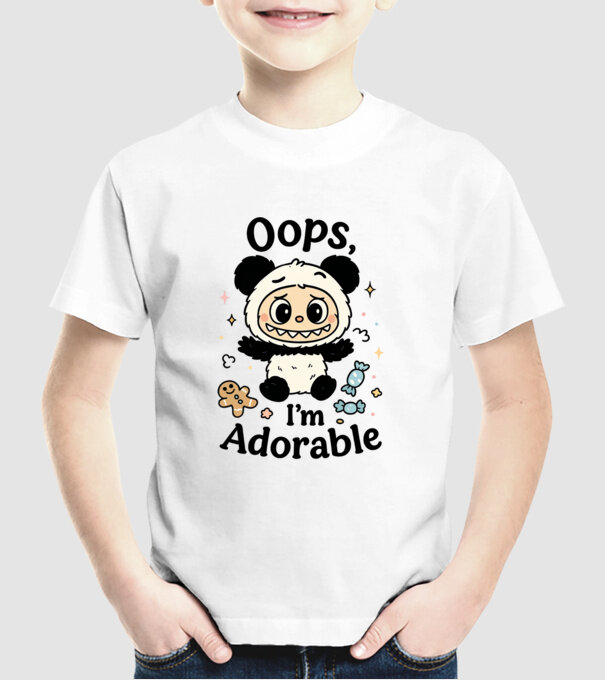 Oops, I'm adorable model alb pe tricou