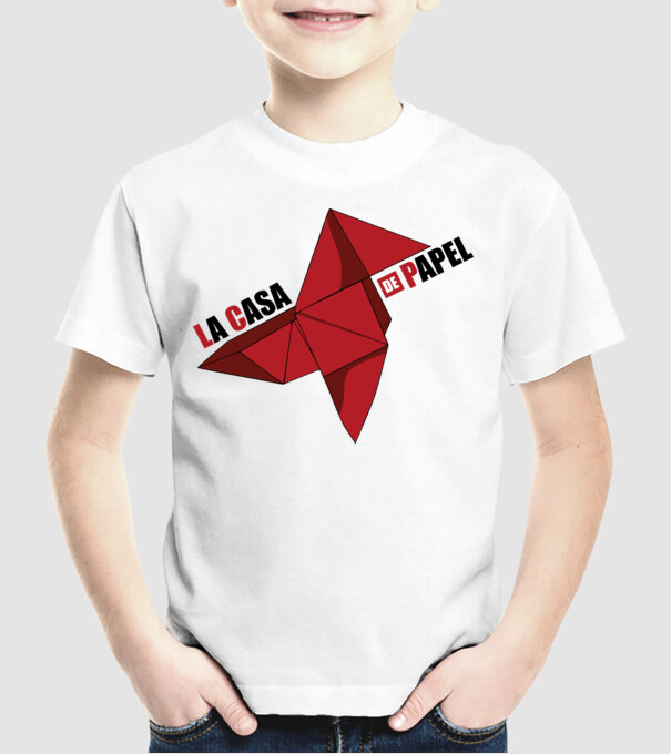 origami la casa de papel white model alb pe tricou