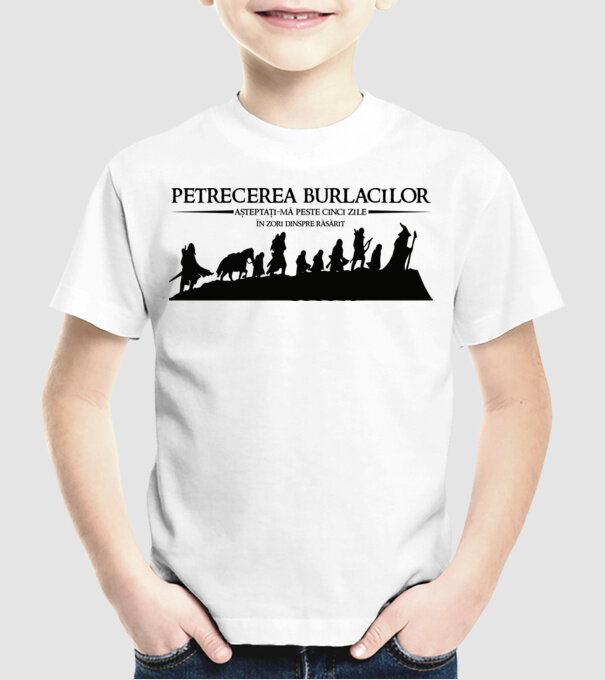 petrecerea burlacilor - așteptați-mă peste cinci zile - în zori dinspre răsărit model alb pe tricou