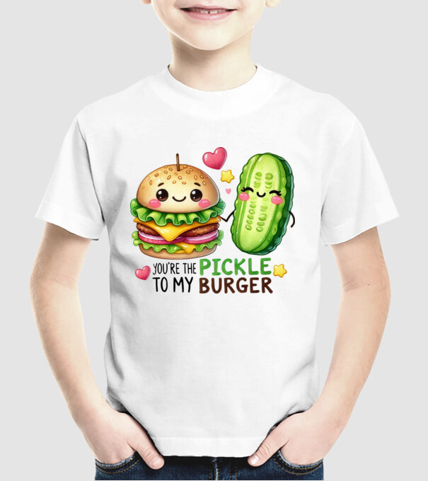 Pickle to my Burger model alb pe tricou