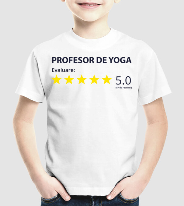 profesor de yoga evaluare model alb pe tricou