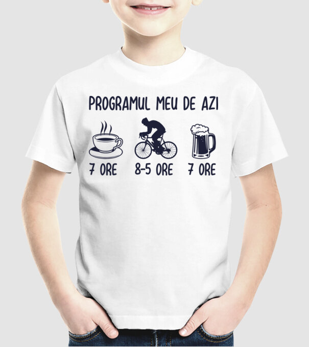 Programul meu de azi: 7 ore, 8-5 ore, 7 ore model alb pe tricou