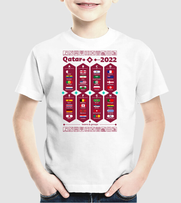 Qatar 2022 teams - groups white model alb pe tricou