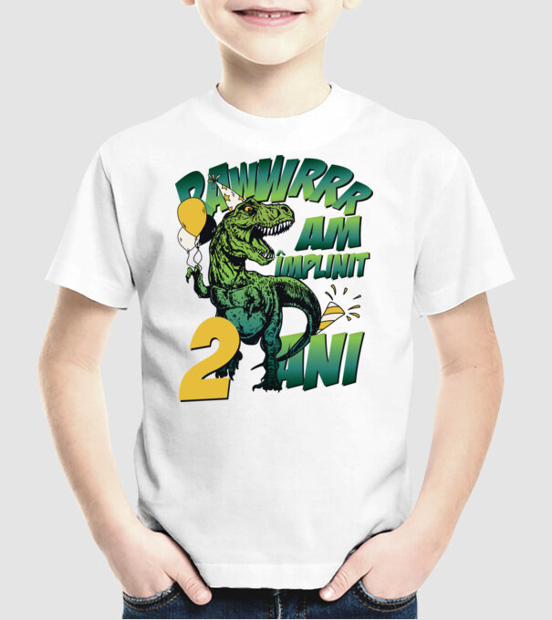 Rawr Am împlinit 2 ani model alb pe tricou