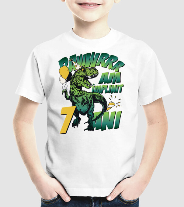 Rawr Am împlinit 7 ani model alb pe tricou