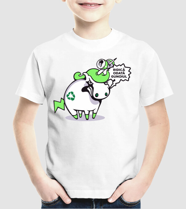 Ridică odată gunoiul model alb pe tricou