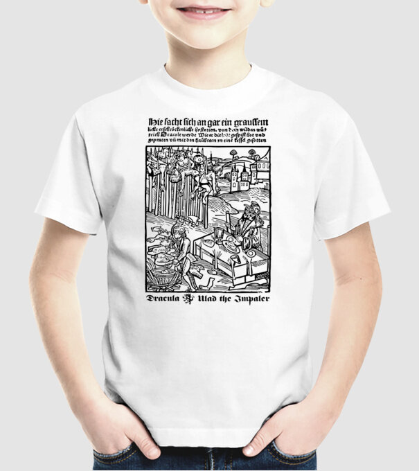 România dracula dark model alb pe tricou