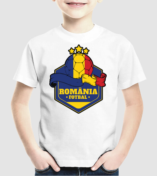 România Fotbal model alb pe tricou