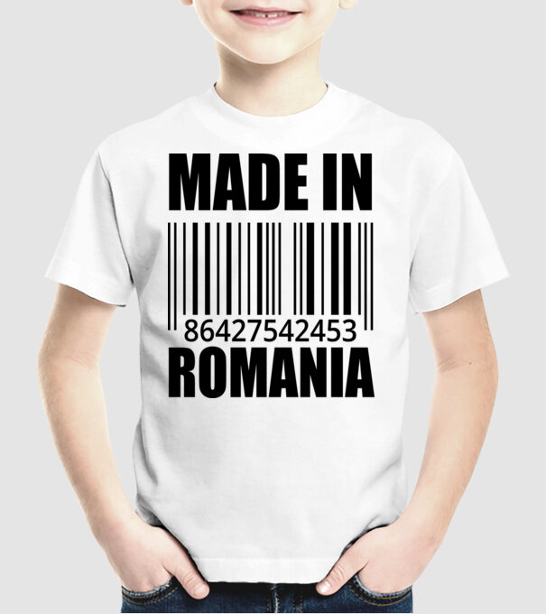 România made in model alb pe tricou
