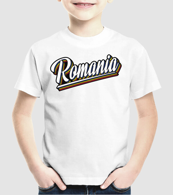 România retro model alb pe tricou