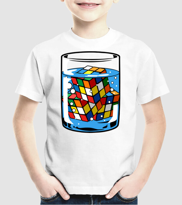 Rubik Ice model alb pe tricou
