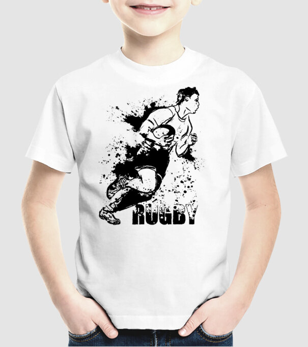 Rugby model alb pe tricou