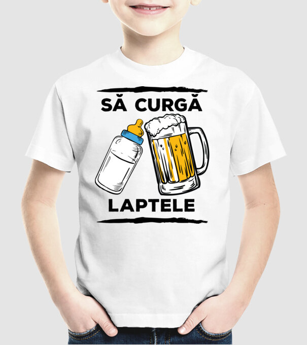 să curgă laptele! model alb pe tricou
