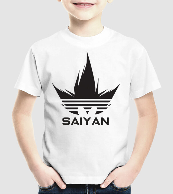 saiyan logo model alb pe tricou