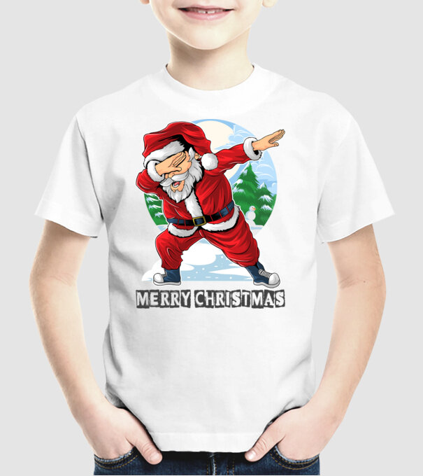Santa merry christmas model alb pe tricou