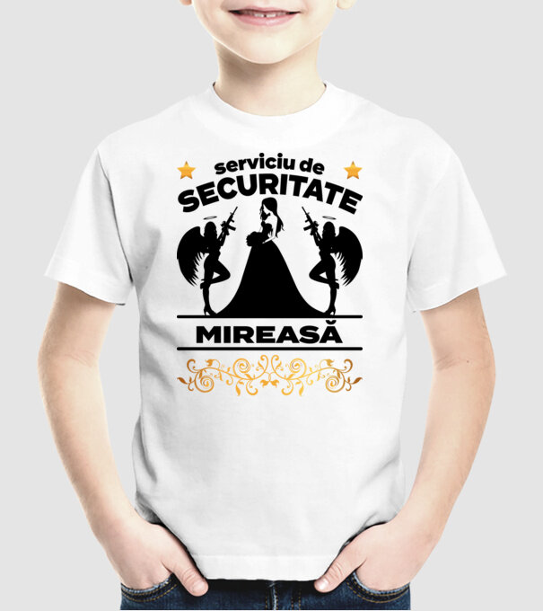 serviciu de securitate mireasă model alb pe tricou